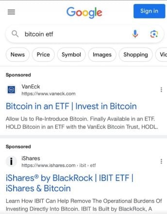 BlackRock, VanEck, and Franklin Templeton compete to promote Bitcoin ETFs on Google Ads BlackRock, VanEck, and Franklin Templeton compete to promote Bitcoin ETFs on Google Ads